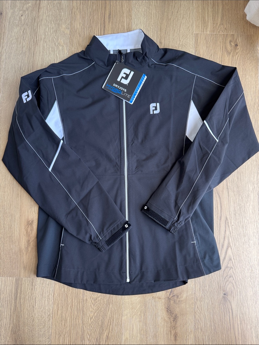 FootJoy Black hydrolite rain jacket with white accent